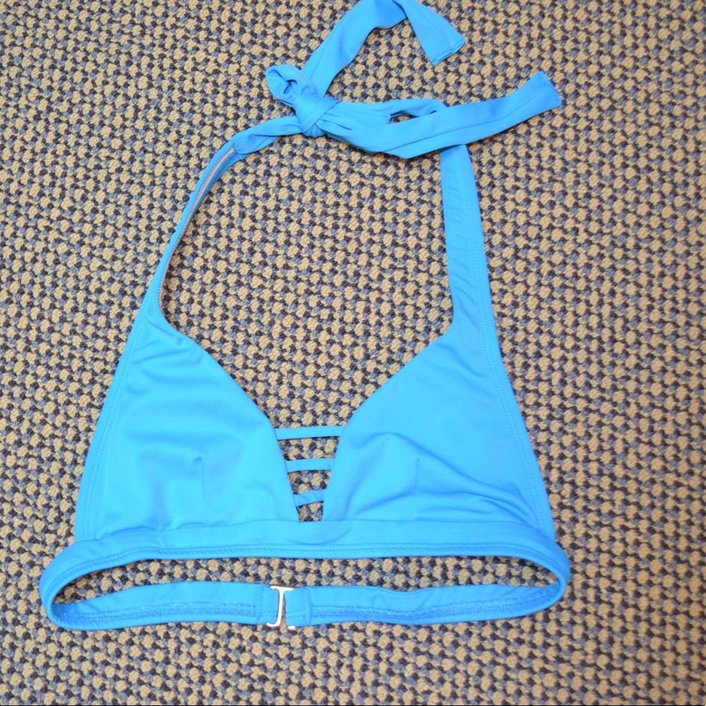 Blue halter bikini top